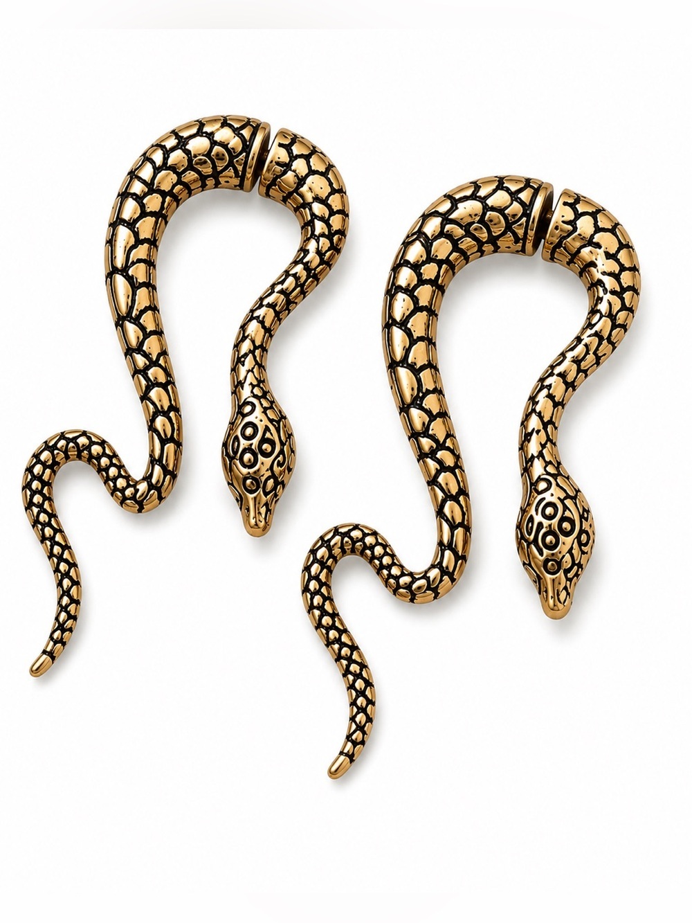 Snake earrings - Metallic Gold Snake